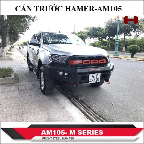 Hamer 4x4 AM105 Sports Series Front Steel Bumper With 4 x LED Daytime lights For Hilux Revo, Fortuner,  T6FL, NP300