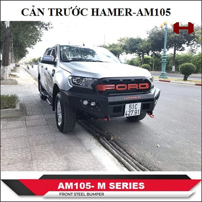 Hamer 4x4 AM105 Sports Series Front Steel Bumper With 4 x LED Daytime lights For Hilux Revo, Fortuner,  T6FL, NP300