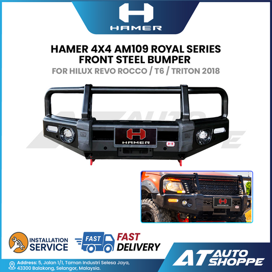 Hamer 4X4 AM109 Royal Series Front Steel Bumper For Hilux Revo Rocco T6 Triton 2018