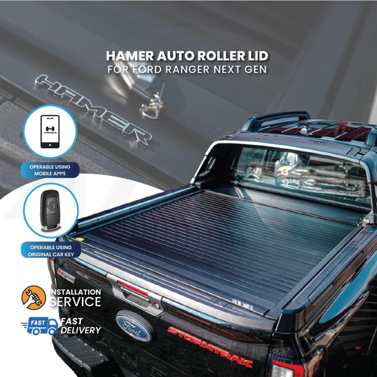 Ford Ranger truck with Hamer Auto Roller Lid on a gray background