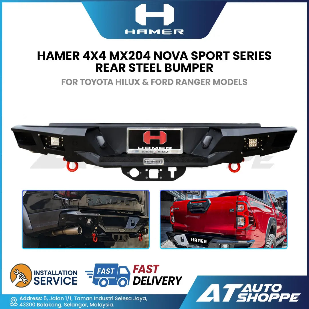 Hamer 4X4 MX204 Nova Sport Series Rear Steel Bumper For Toyota Hilux & Ford Ranger