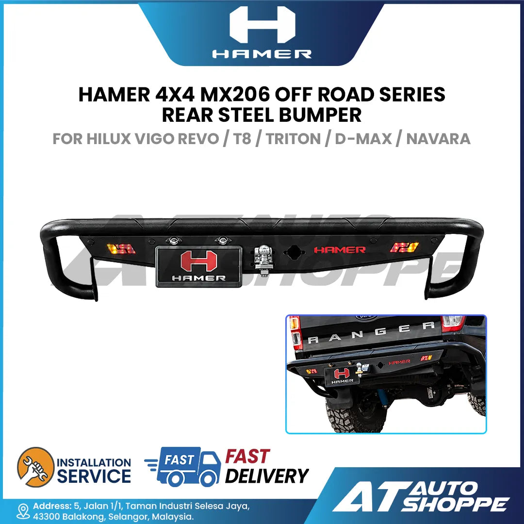 Hamer 4X4 MX206 Off Road Series Rear Steel Bumper For Hilux Vigo Revo T8 Triton D-Max Navara NP300