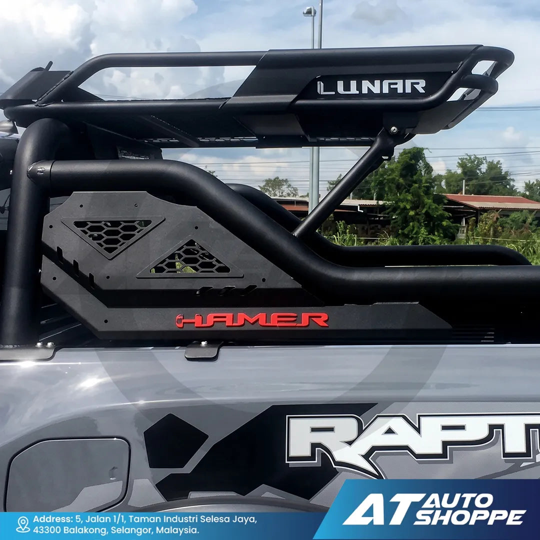 Hamer 4X4 HR1801 Titanium Series Sport Roll Bar with Lunar Series 1.5m Roof Rack