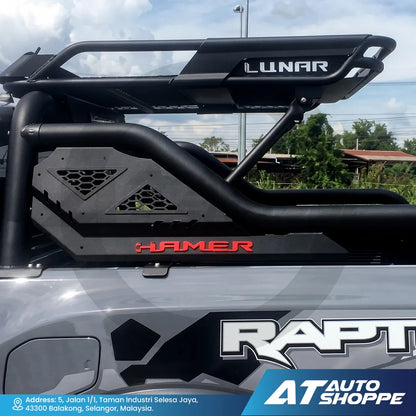 Hamer 4X4 HR1801 Titanium Series Sport Roll Bar with Lunar Series 1.5m Roof Rack
