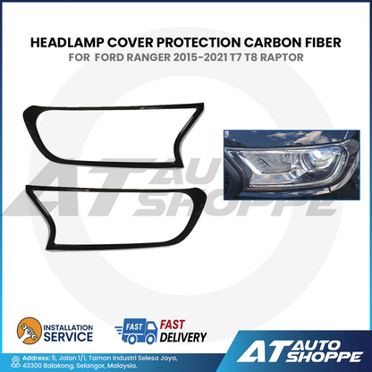 Headlamp Cover Guard Carbon Fiber For Ford Ranger 2015-2021 T7 T8 Raptor