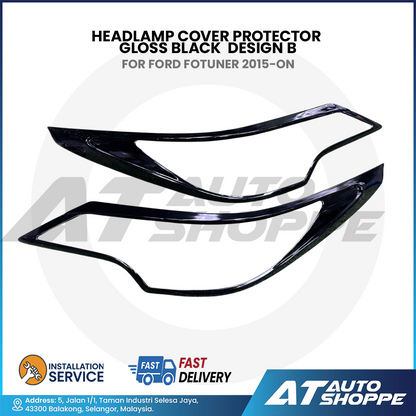Headlamp Cover Guard Gloss Black For Toyota Fortuner 2015-On