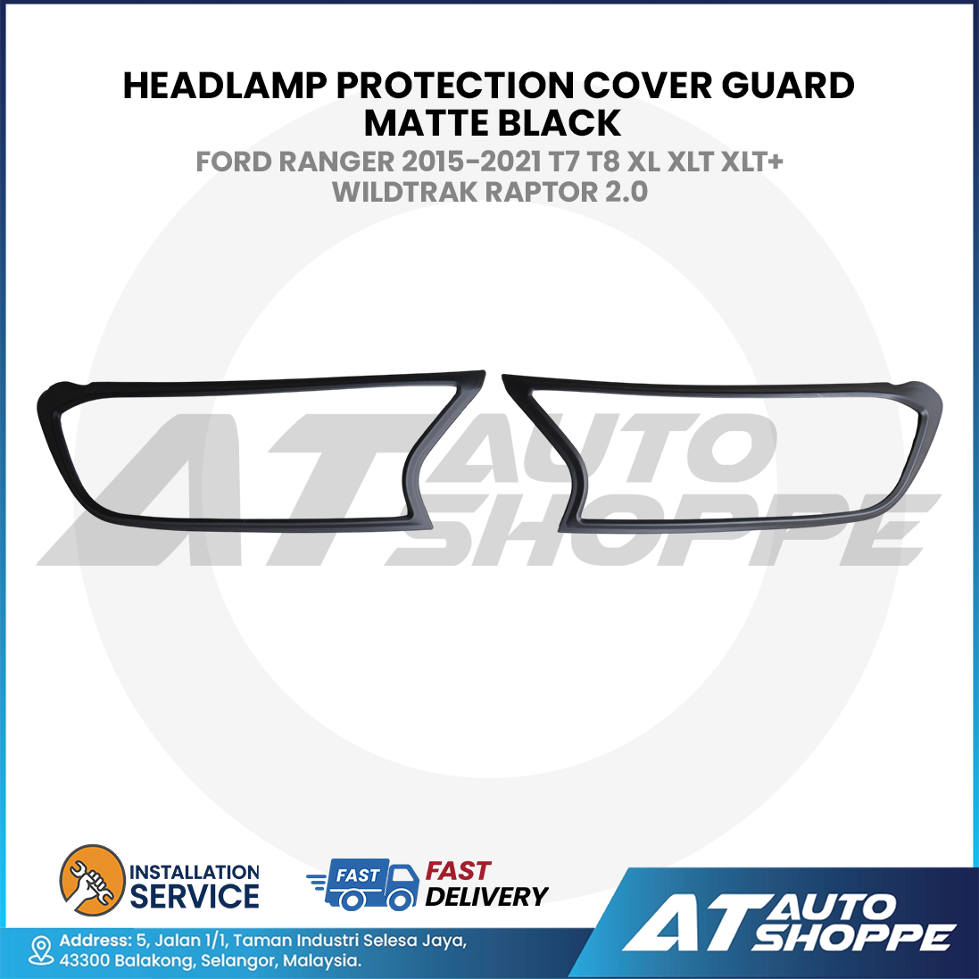 Headlamp Cover Guard Matte Black For Ford Ranger 2015-2021 T7 T8 XL XLT XLT+ Wildtrak Raptor 2.0