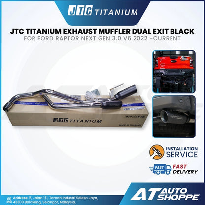 JTC Titanium Exhaust Muffler Dual Exit Titanium Tip for Ford Raptor Next Gen 3.0 V6 (2022-Current)