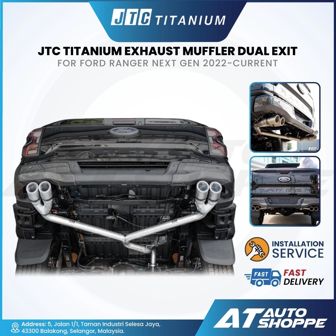 JTC Titanium Exhaust Muffler Dual Exit Titanium Tip for Ford Ranger Next Gen (2022-Current)