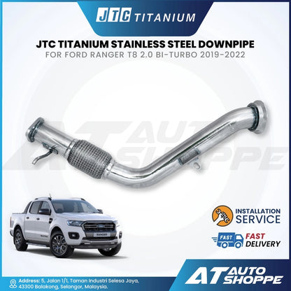 JTC Titanium Stainless Steel Downpipe for Ford Ranger T8 2.0 Bi-Turbo (2019-2022)
