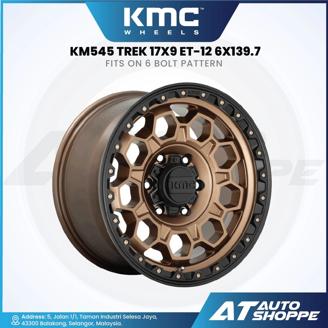 KMC KM545 Trek-Bronze/Black Lip 17x9 ET0 ET-12 6x139.7 (1 Piece)
