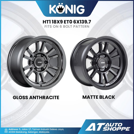 Konig HT1 - Matte Black/Gloss Anthracite 18x9 ET0 6x139.7 (1 Piece)