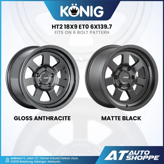 Konig HT2-Matte Black/ Gloss Anthracite 18x9 ET0 6x139.7 (1 Piece)