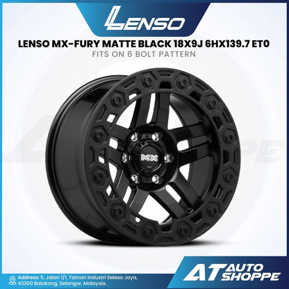 Lenso MX Fury-Matte Black 18x9J ET0 6x139.7 (1 Piece)