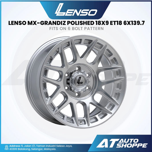 Lenso MX Grandiz-Polished 18x9 ET18 6x139.7 (1 Piece)