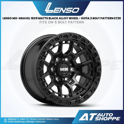 Lenso MX Gravel-Matte Black 18x9 ET20 6x114.3 (1 Piece)