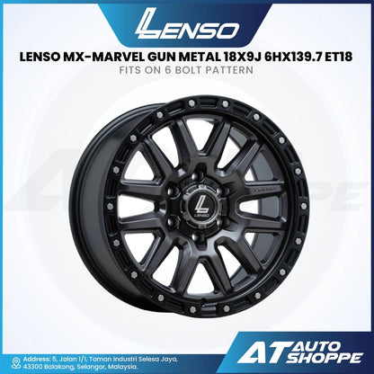 Lenso MX Marvel-Gun Metal 18x9J ET0 6x139.7 (1 piece)