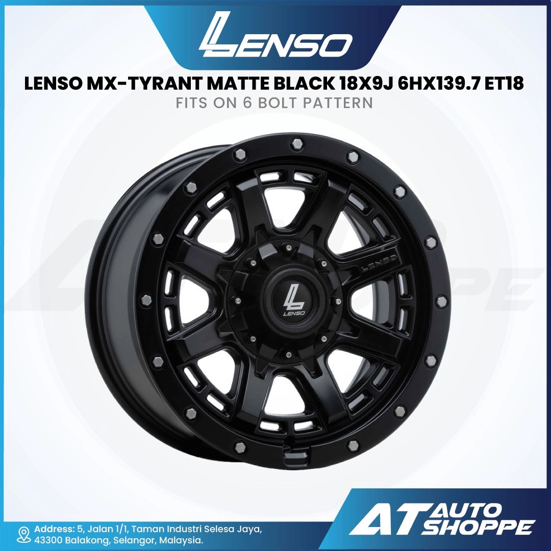 Lenso MX Tyrant-Matte Black 18x9J ET18 6x139.7 (1 Piece)