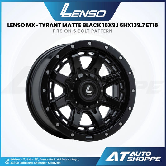Lenso MX Tyrant-Matte Black 18x9J ET18 6x139.7 (1 Piece)
