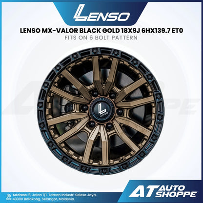 Lenso MX Valor-Black Gold 18x9 ET0 6x139.7 (1 Piece)