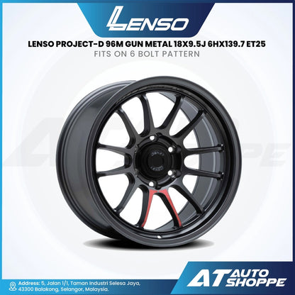 Lenso Project-D 96M-Gun Metal 18x9.5 ET25 6x139.7 (1 Piece)