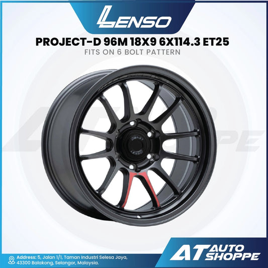 Lenso Project-D 96M-Matte Black 18x9 ET25 6x114.3 (1 Piece)
