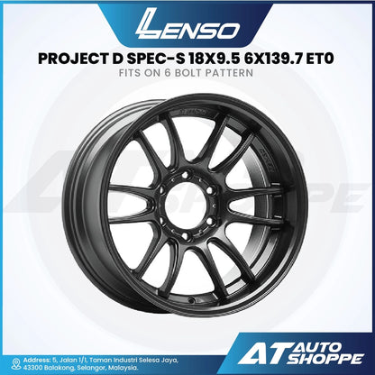 Lenso Project-D Spec-S-Matte Black 18x9.5 ET0 6x139.7 (1 Piece)