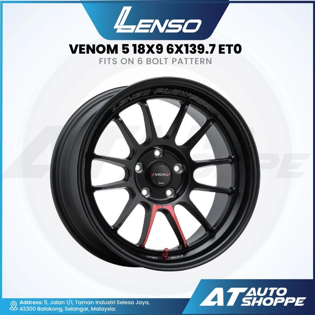 Lenso Venom 5-Satin Black 18x9 ET0 6x139.7 (1 Piece)
