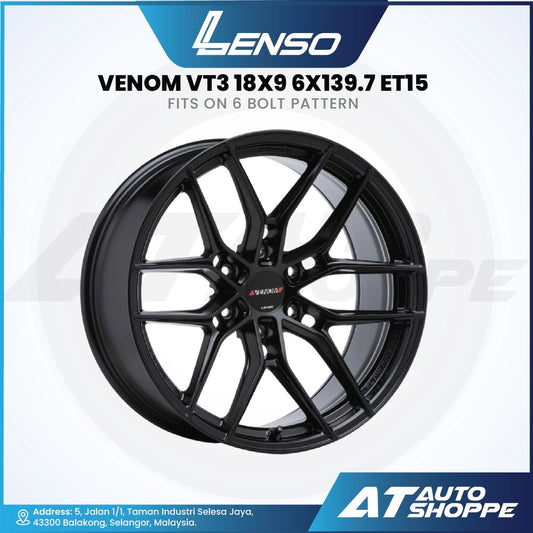 Lenso Venom VT3-Matte Black 18x9 ET15 6x139.7 (1 Piece)