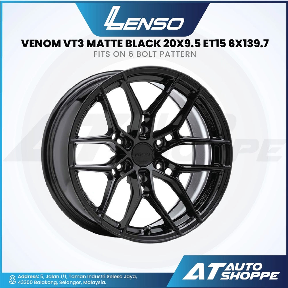 Lenso Venom VT3-Matte Black 20x9.5 ET15 6x139.7 (1 Piece)