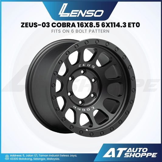 Lenso Zeus 03 Cobra-Matte Black 16x8.5 ET0 6x114.3 (1 Piece)