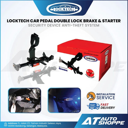 LOCKTECH Car Pedal Double Lock Brake & Starter Anti-Theft Security Device