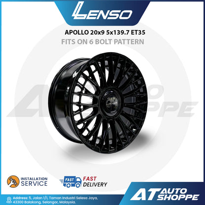 Lenso Apollo Black/Laser Text 20x9 5x139.7 ET35 Wheel (1 Piece)
