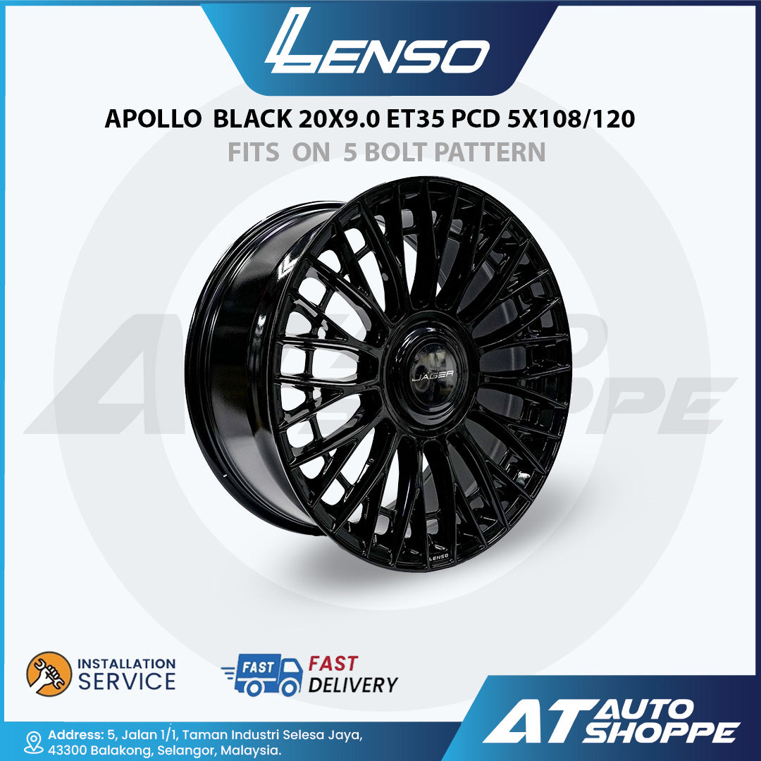 Lenso Apollo Black 20x9 ET35 Wheel (PCD 5x108/120) (1 Piece)