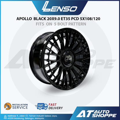 Lenso Apollo Black 20x9 ET35 Wheel (PCD 5x108/120) (1 Piece)