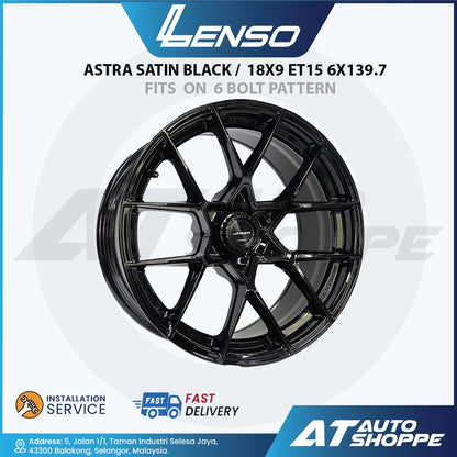 Lenso Astra-Satin Black 18x9 ET15 6x139.7 (1 Piece)