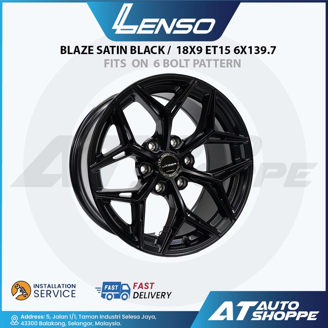 Lenso Blaze-Satin Black 18x9 ET15 6x139.7 (1 Piece)