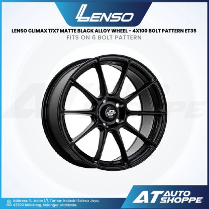 Lenso Climax-Satin Black 17x7 ET35 4x100 (1 Piece)