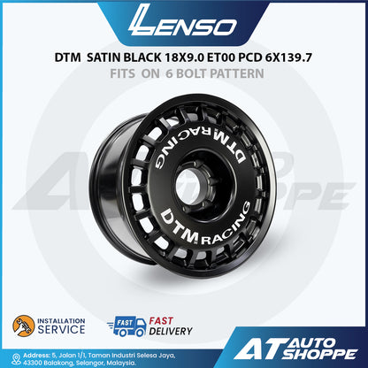 Lenso DTM Satin Black 18x9.0 ET00 PCD 6x139.7 (1 Piece)
