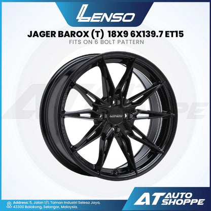 Black car wheel rim with 'Lenso' branding on a white background