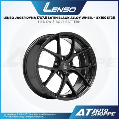 Lenso Jager Dyna alloy wheel with product details on a white background