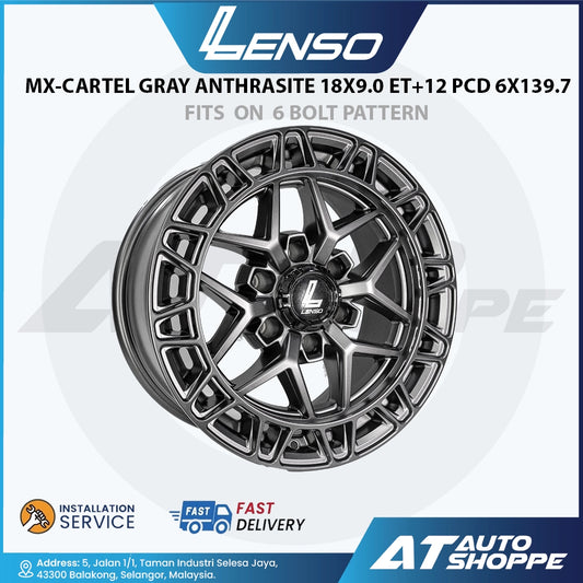Lenso MX Cartel-Gray Anthracite 18x9.0 ET+12  6x139.7 (1 Piece)