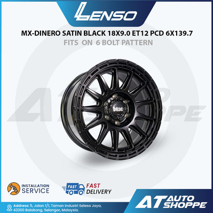 Lenso MX-Dinero Satin Black 18x9.0 ET12 PCD 6x139.7 (1 Piece)