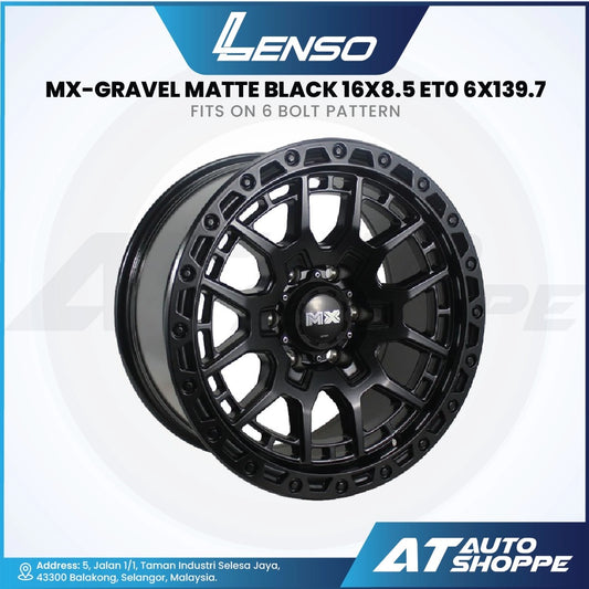 Lenso MX Gravel-Matte Black 16x8.5 ET0 6x139.7 (1 Piece)