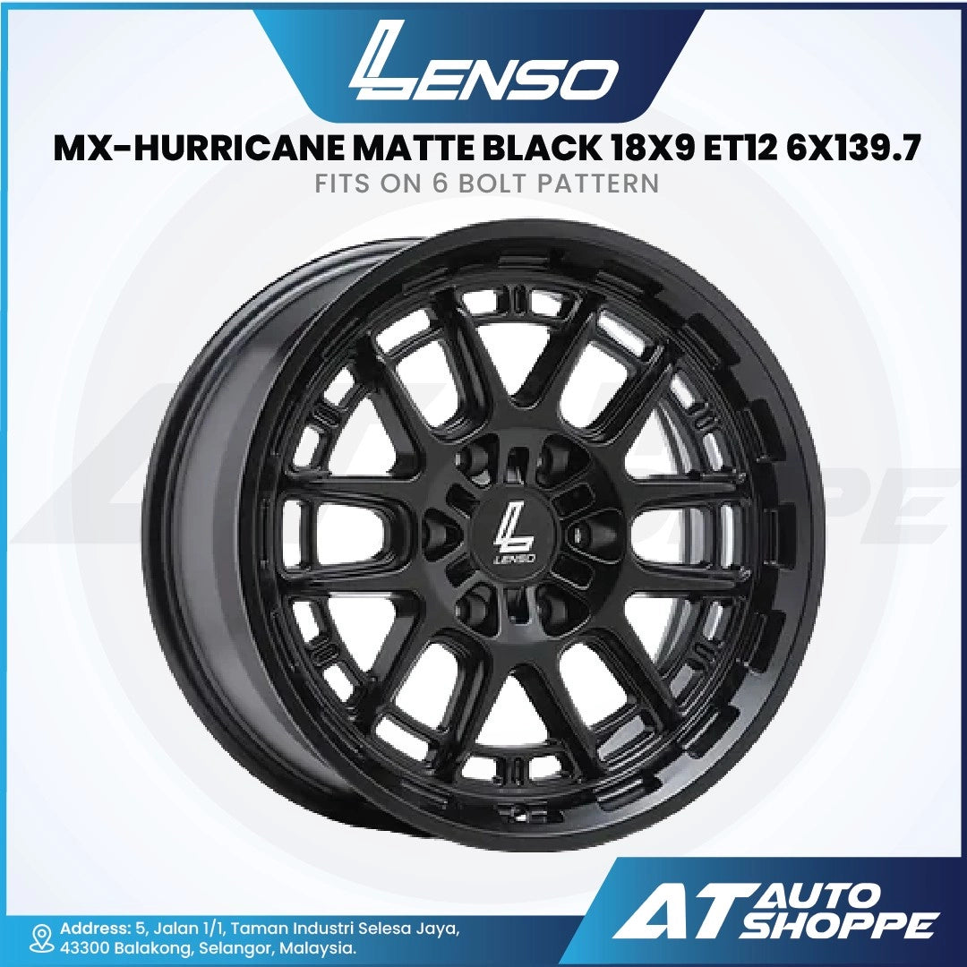 Lenso MX Hurricane-Matte Black 18x9 ET12 6x139.7 (1 Piece)