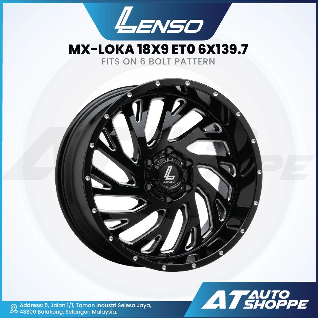 Lenso MX Loka-Satin Black/Mirror Rivet 18x9 ET0 6x139.7 (1 Piece)