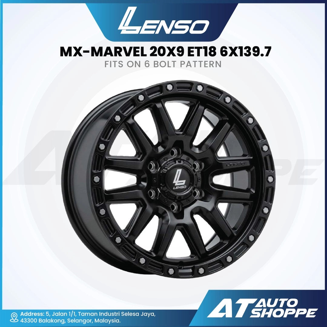 Lenso MX Marvel-Satin Black/Laser Text 20x9 ET18 6x139.7 (1 Piece)