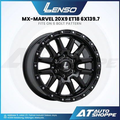 Lenso MX Marvel-Satin Black/Laser Text 20x9 ET18 6x139.7 (1 Piece)