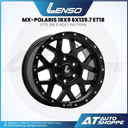 Lenso MX Polaris-Gun Metal/Black Lip 18x9 ET18 6x139.7 (1 Piece)