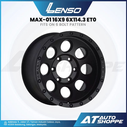Lenso Max 01-Matte Black 16x9 ET0 6x114.3 (1 Piece)